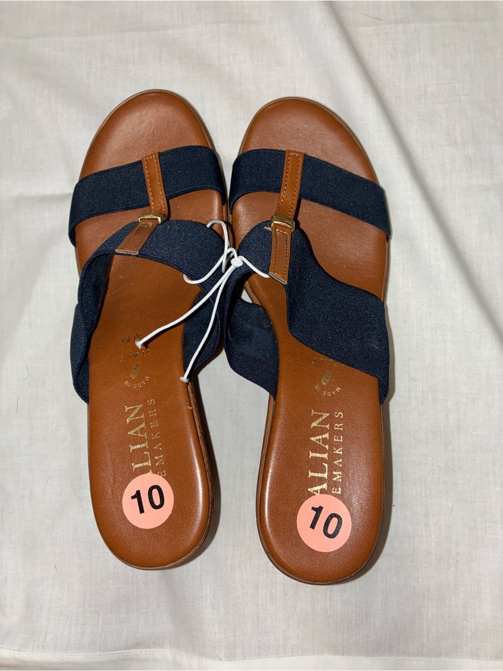 Italian Shoemakers Brown and Navy Slide Sandals